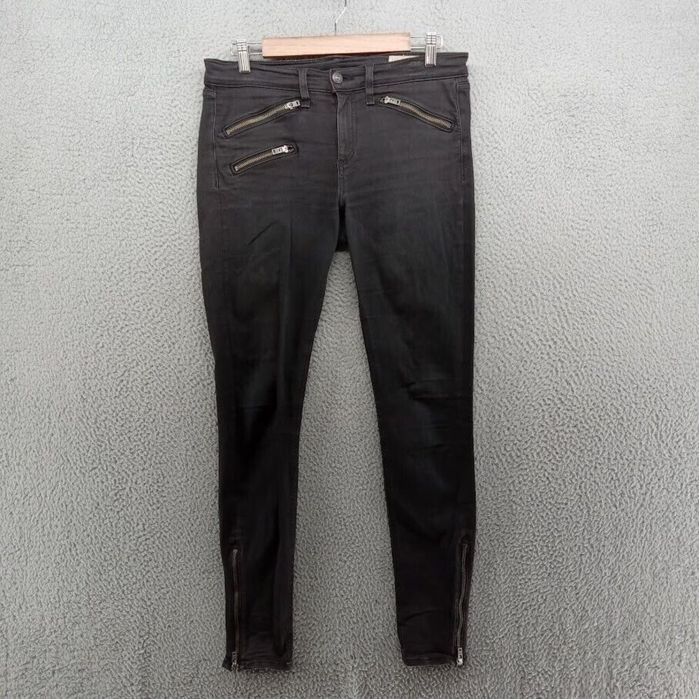 Rag & Bone Jeans Womens Size 29 Black‎ Moto Style Skinny Zippers Biker